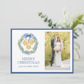 Waterverf kerst of bruiloft klokken foto feestdagenkaart (Staand voorkant)