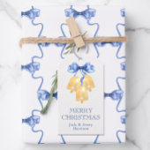 Waterverf kerst- of trouwklokken cadeaulabel