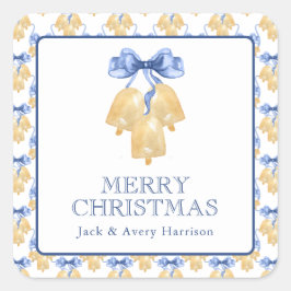 Waterverf kerst- of trouwklokken vierkante sticker