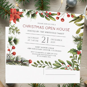 Waterverf Kerst Open Huis Uitnodiging