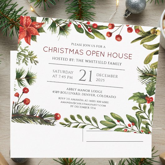 Waterverf Kerst Open Huis Uitnodiging