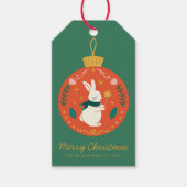 Waterverf Kerst Ornament Bunny Cadeaulabel (Voorkant)