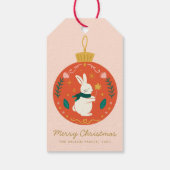 Waterverf Kerst Ornament Bunny Cadeaulabel (Achterkant)