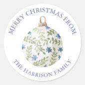Waterverf Kerst Ornament Cadeau Ronde Sticker (Voorkant)
