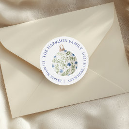 Waterverf Kerst Ornament Retouradres Ronde Sticker