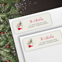 Waterverf Kerst Ornament Retouradreslabel