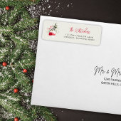 Waterverf Kerst Ornament Retouradreslabel Etiket