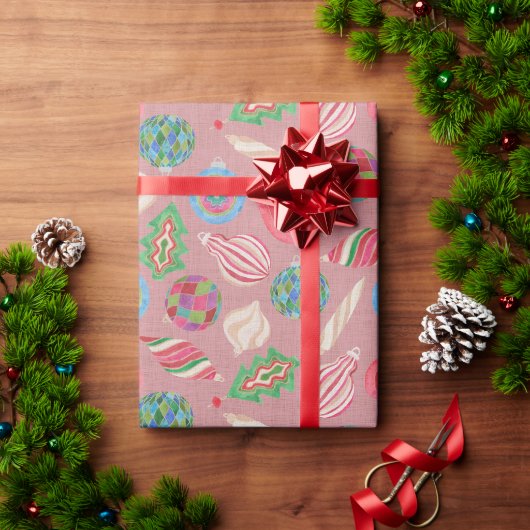 Waterverf Kerst Ornamente Inpakpapier (Feestdagen Geschenken)