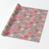 Waterverf Kerst Ornamente Inpakpapier (Uitgerold)