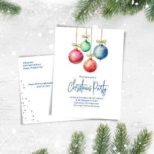 Waterverf Kerst Ornamenten Party Feestdagenkaart