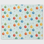 Waterverf Kerst Ornamenten & Sneeuwvlokken - Cadeaupapier (Vlak)