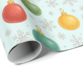 Waterverf Kerst Ornamenten & Sneeuwvlokken - Cadeaupapier (Rol Hoek)