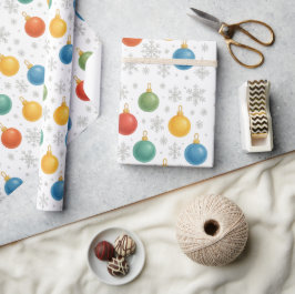 Waterverf Kerst Ornamenten & Sneeuwvlokken - Cadeaupapier