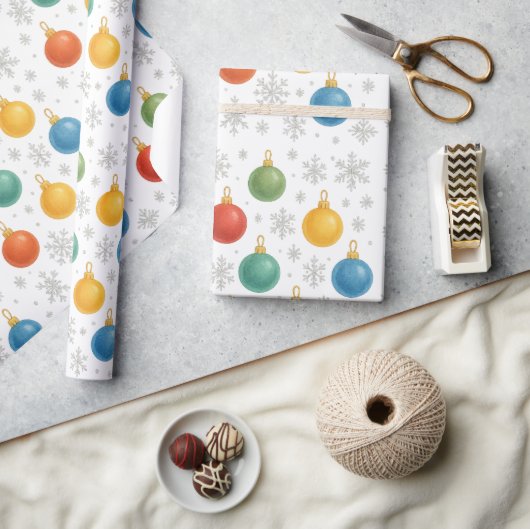 Waterverf Kerst Ornamenten & Sneeuwvlokken - Cadeaupapier (Crafts)