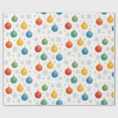 Waterverf Kerst Ornamenten & Sneeuwvlokken - Cadeaupapier (Vlak)