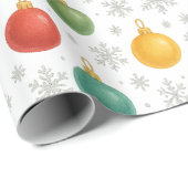Waterverf Kerst Ornamenten & Sneeuwvlokken - Cadeaupapier (Rol Hoek)