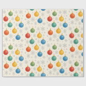 Waterverf Kerst Ornamenten & Sneeuwvlokken - Cadeaupapier (Vlak)