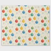 Waterverf Kerst Ornamenten & Sneeuwvlokken - Cadeaupapier (Vlak)