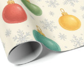 Waterverf Kerst Ornamenten & Sneeuwvlokken - Cadeaupapier (Rol Hoek)