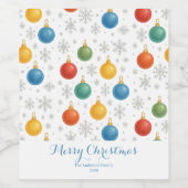 Waterverf Kerst Ornamenten & Sneeuwvlokken - Wijn Etiket (Enkel label)