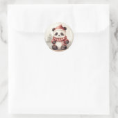 Waterverf Kerst Panda Beer Ronde Sticker (Tas)