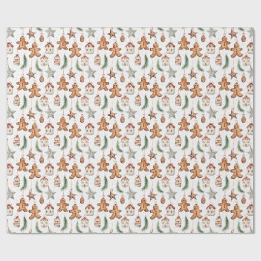 Waterverf Kerst peperkoek betegeld Cadeaupapier (Vlak)