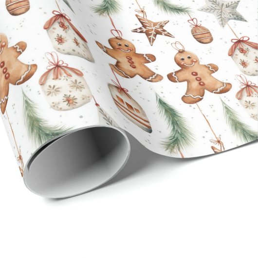 Waterverf Kerst peperkoek betegeld Cadeaupapier (Rol Hoek)