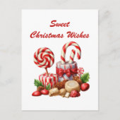 waterverf Kerst pepermunt snoep tekst toevoegen Briefkaart (Voorkant)