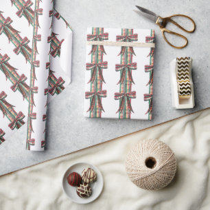 Waterverf Kerst Plaid Bow Garland Cadeaupapier