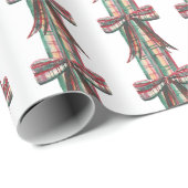Waterverf Kerst Plaid Bow Garland Cadeaupapier (Rol Hoek)