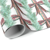Waterverf Kerst Plaid Bow Garland Cadeaupapier (Rol Hoek)