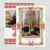 Waterverf Kerst Plaid Bow Garland Feestdagenkaart (Voorkant / Achterkant)