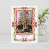Waterverf Kerst Plaid Bow Garland Feestdagenkaart (Staand voorkant)