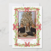 Waterverf Kerst Plaid Bow Garland Feestdagenkaart (Voorkant)