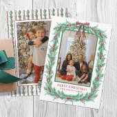 Waterverf Kerst Plaid Bow Garland Foto Feestdagenkaart