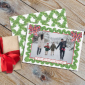 Waterverf Kerst Plaid Bow Garland Foto Feestdagenkaart