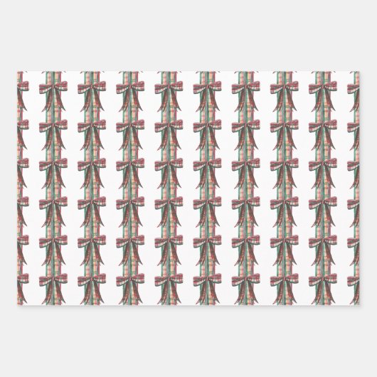 Waterverf Kerst Plaid Bow Garland Inpakpapier Vel (Voorkant 3)