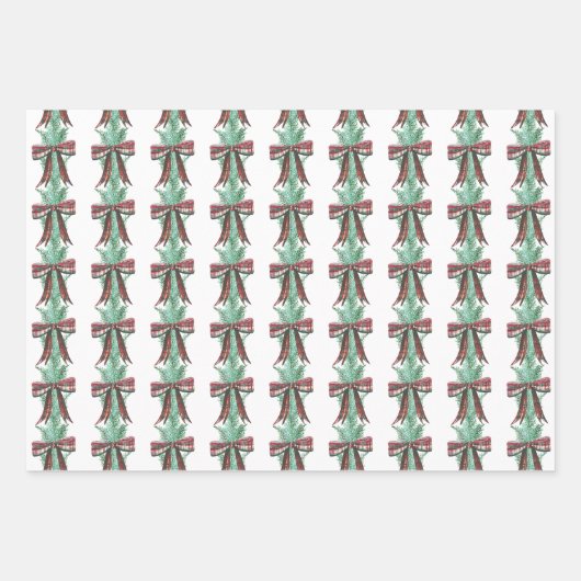 Waterverf Kerst Plaid Bow Garland Inpakpapier Vel (Voorkant 2)