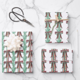 Waterverf Kerst Plaid Bow Garland Inpakpapier Vel
