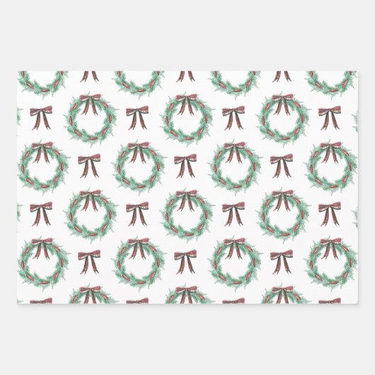 Waterverf Kerst Plaid Bow Garland Inpakpapier Vel (Voorkant 2)
