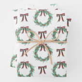 Waterverf Kerst Plaid Bow Garland Inpakpapier Vel (In situ)