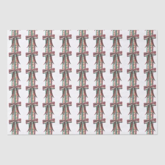 Waterverf Kerst Plaid Bow Garland Tissuepapier (Voorkant)
