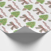 Waterverf Kerst Plaid Bow & Topiary Cadeaupapier (Hoek)