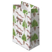 Waterverf Kerst Plaid Bow & Topiary Klein Cadeauzakje (Voorkant Gekanteld)