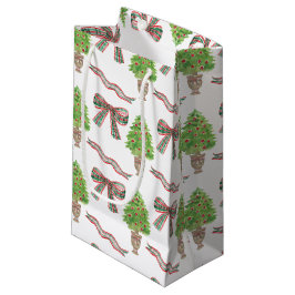 Waterverf Kerst Plaid Bow & Topiary Klein Cadeauzakje