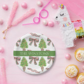 Waterverf Kerst Plaid Bow & Topiary Papieren Bordje (Feest)