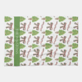 Waterverf Kerst Plaid Bow & Topiary Theedoek (Horizontaal)