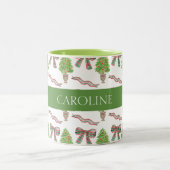 Waterverf Kerst Plaid Bow & Topiary Tweekleurige Koffiemok (Center)