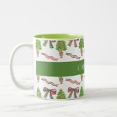 Waterverf Kerst Plaid Bow & Topiary Tweekleurige Koffiemok (Links)