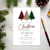 Waterverf Kerst Plaid Trees Vakantie Party Kaart